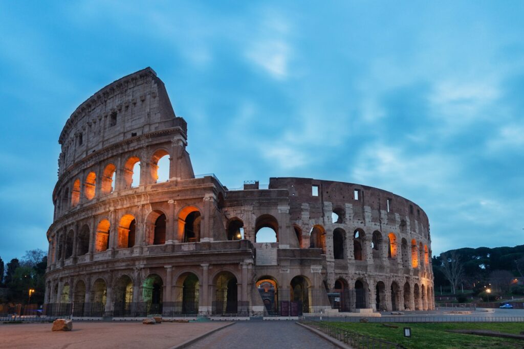 Colosseum in Rome at sunset for 3-day Rome itinerary